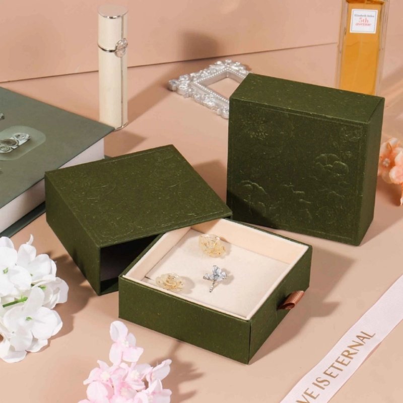 custom drawer style jewelry box with embossing – rigid cardboard manufacturer
