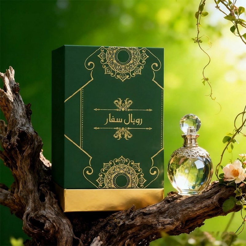 Royal Safar Perfume Box – Luxury Top & Bottom Custom Packaging 1300g greyboard + 120g texture paper – sturdy and eco-friendly