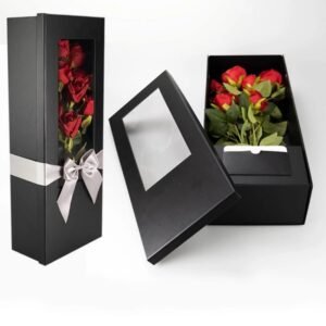 black-gift-box-with-ribbon-flower-packaging-elegant