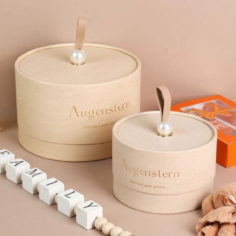 Champagne French round gift box – gentle and elegant for high-end gifts