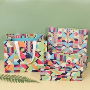 Chocolate gift box set with three box styles and matching gift bag – flip top top bottom and double door for complete gift packaging