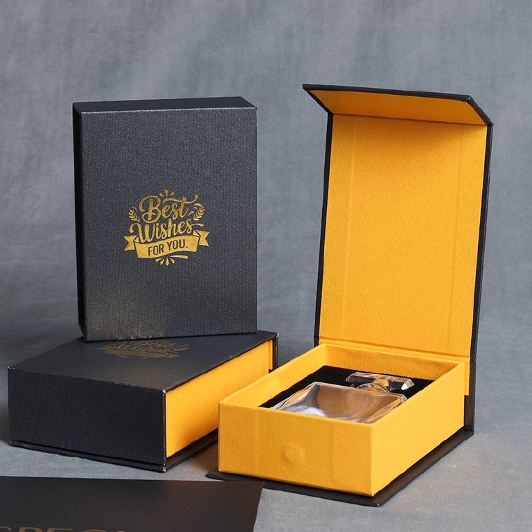 Custom Perfume Gift Box – Black and Gold Luxury Packaging Manufacturer Custom perfume gift box manufacturer – black and gold luxury flip top box for fragrance brands
