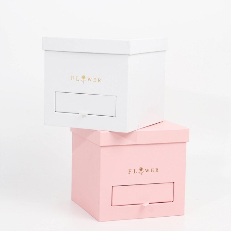 Square Flower Box with Drawer – Hot Stamping Gift Box Wholesale Cylindrical paper flower box – alternative custom style for bouquet packaging