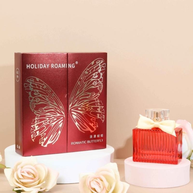 Gold-Stamped Butterfly Perfume Box – Luxury Double-Door Gift Manufacturer Double-door opening process – reveals perfume collection like a showcase display