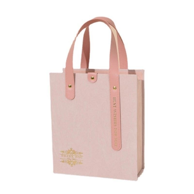 European style suede wedding candy box closed with PU leather handle – luxury suitcase design for wedding favors