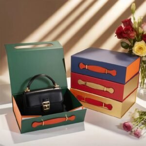 Luxury Collapsible Gift Box with PU Leather Handle – Foldable Book Shape Manufacturer