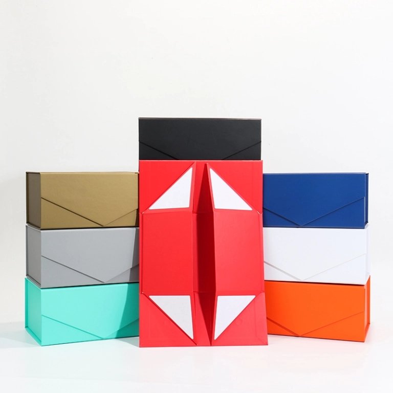 Foldable book shape gift box manufacturer – eight colors V-shape flip top for wholesale and e-commerce
