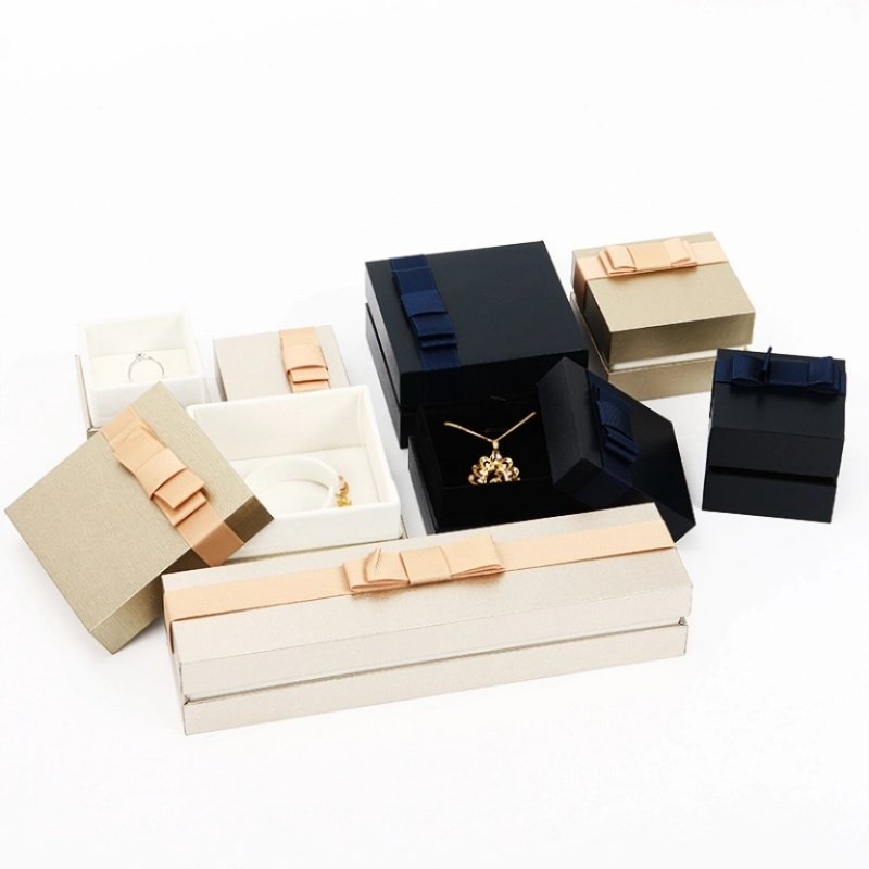 Bowknot Jewelry Box – Luxury Pearl Gift Box Set Wholesale Manufacturer Four size bowknot jewelry boxes – small 6.5x5x6.5cm, medium 10x5x10cm, large 24x4.5x6cm