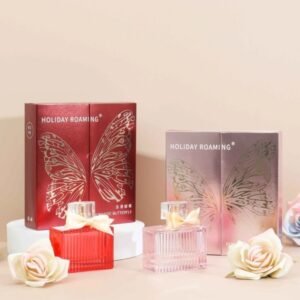 Gold-Stamped Butterfly Perfume Box – Luxury Double-Door Gift Manufacturer