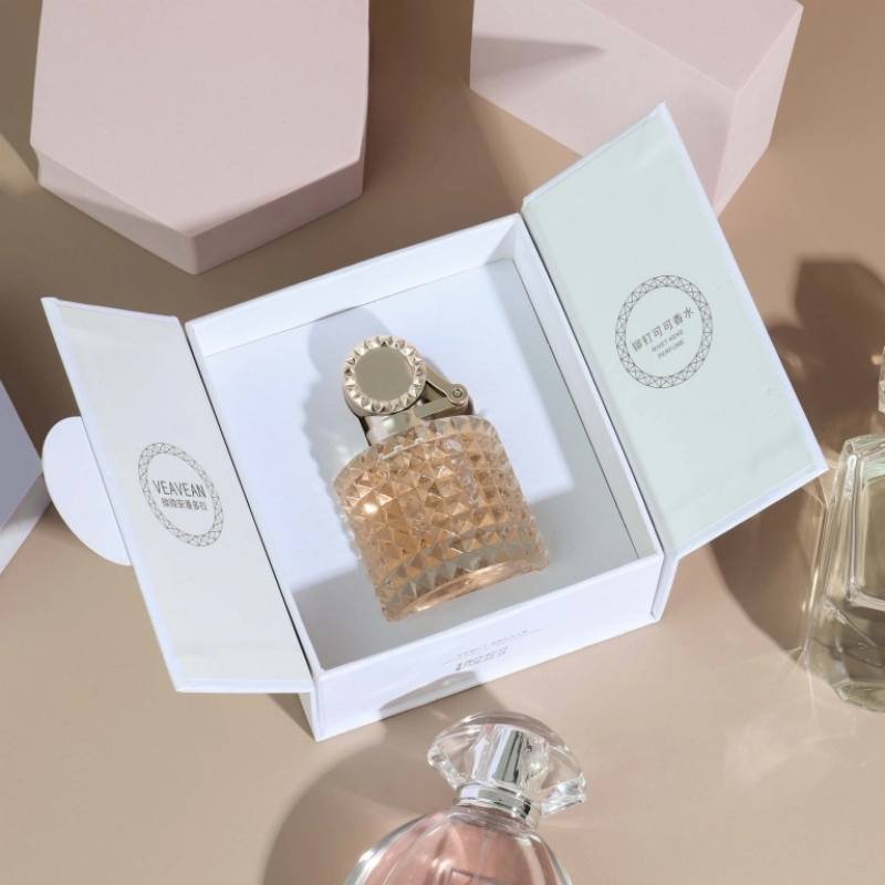 White Luxury Perfume Box – Double Door Custom Logo Packaging Handmade high-definition hot stamping – quality evident at a glance