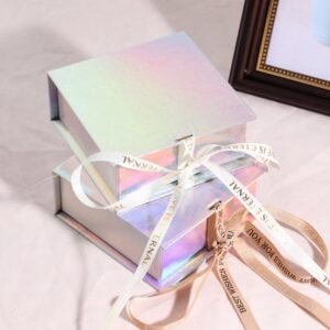 holographic jewelry box with ribbon – custom luxury gift box manufacturer