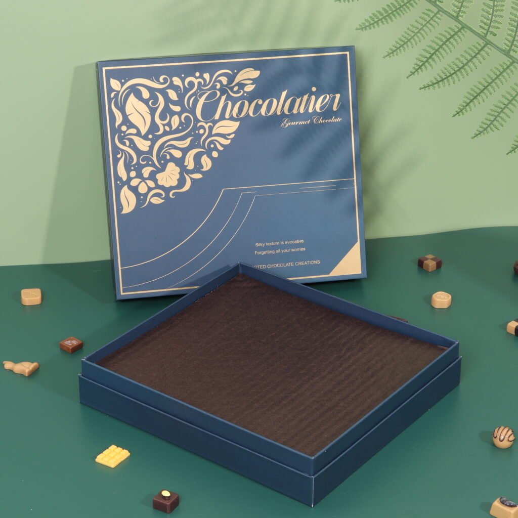 Drawer style chocolate box – slide out mechanism with greaseproof paper for food safety