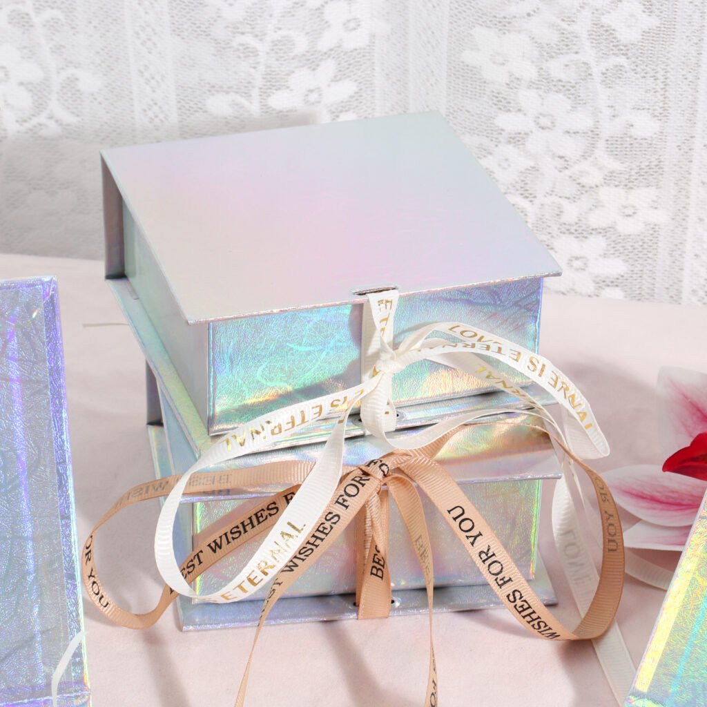 Holographic Jewelry Box with Ribbon – Custom Luxury Gift Box Manufacturer holographic jewelry box with ribbon – custom luxury gift box manufacturer