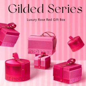 Luxury wedding gift box with leather handle – burgundy color custom manufacturer for weddings and events