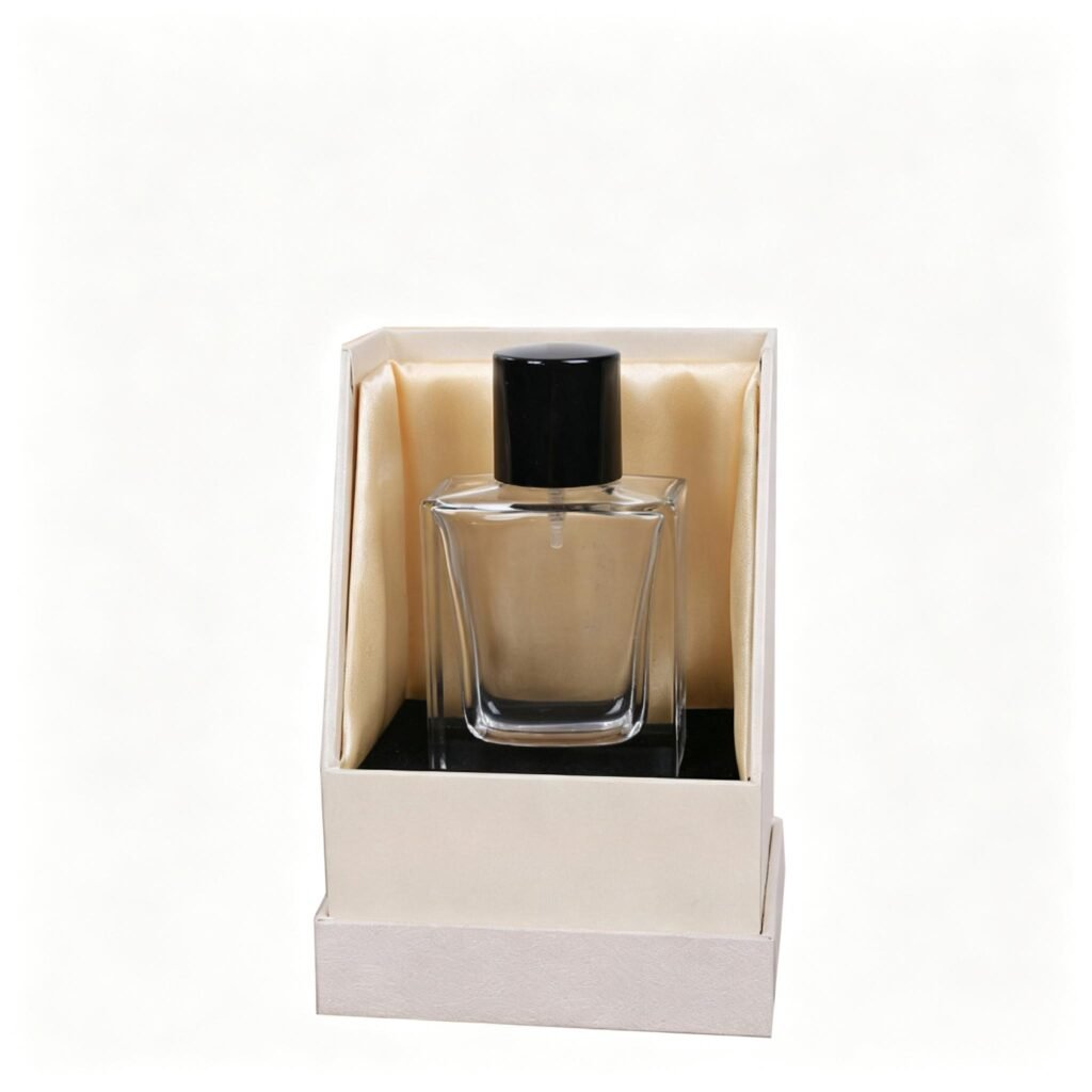 Magnetic two-piece perfume box with lid and base separated – 100x100x150mm size for 100ml bottle