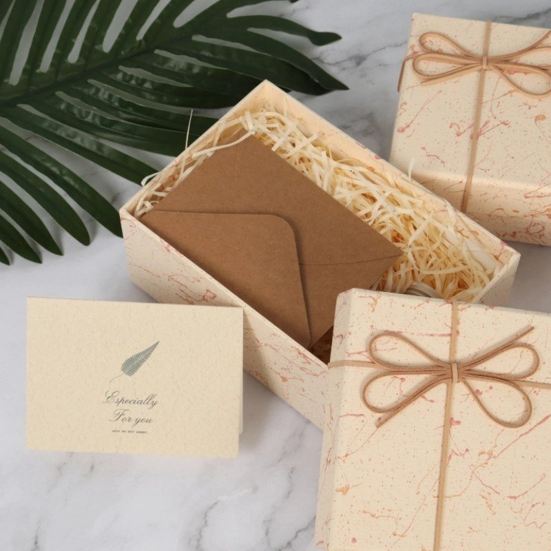 beige paper gift box – four sizes top and bottom box wholesale