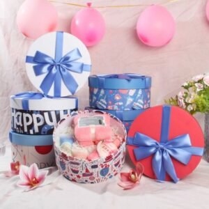 Round Gift Box with Lid – Birthday Theme Custom Packaging Wholesale