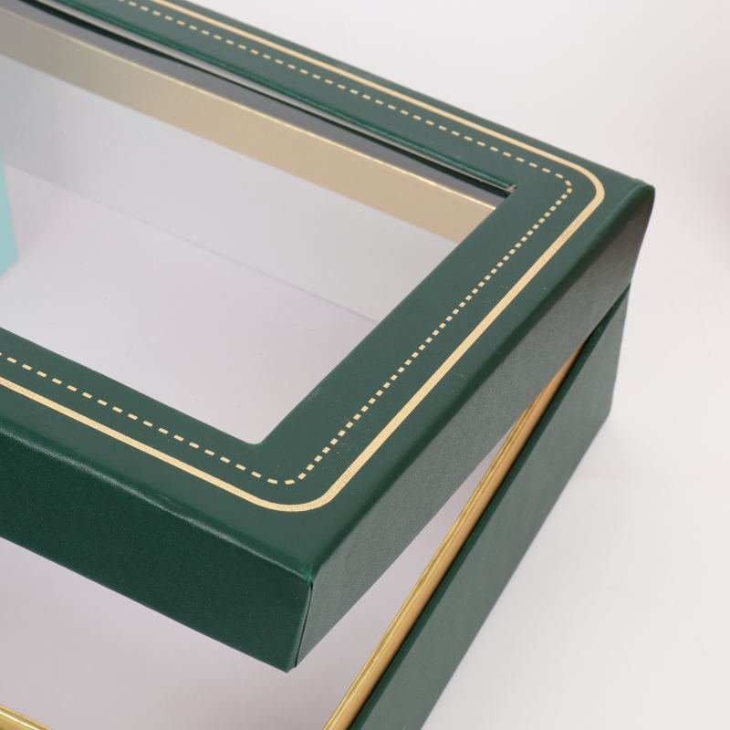 PVC transparent window closeup – see contents without opening the box