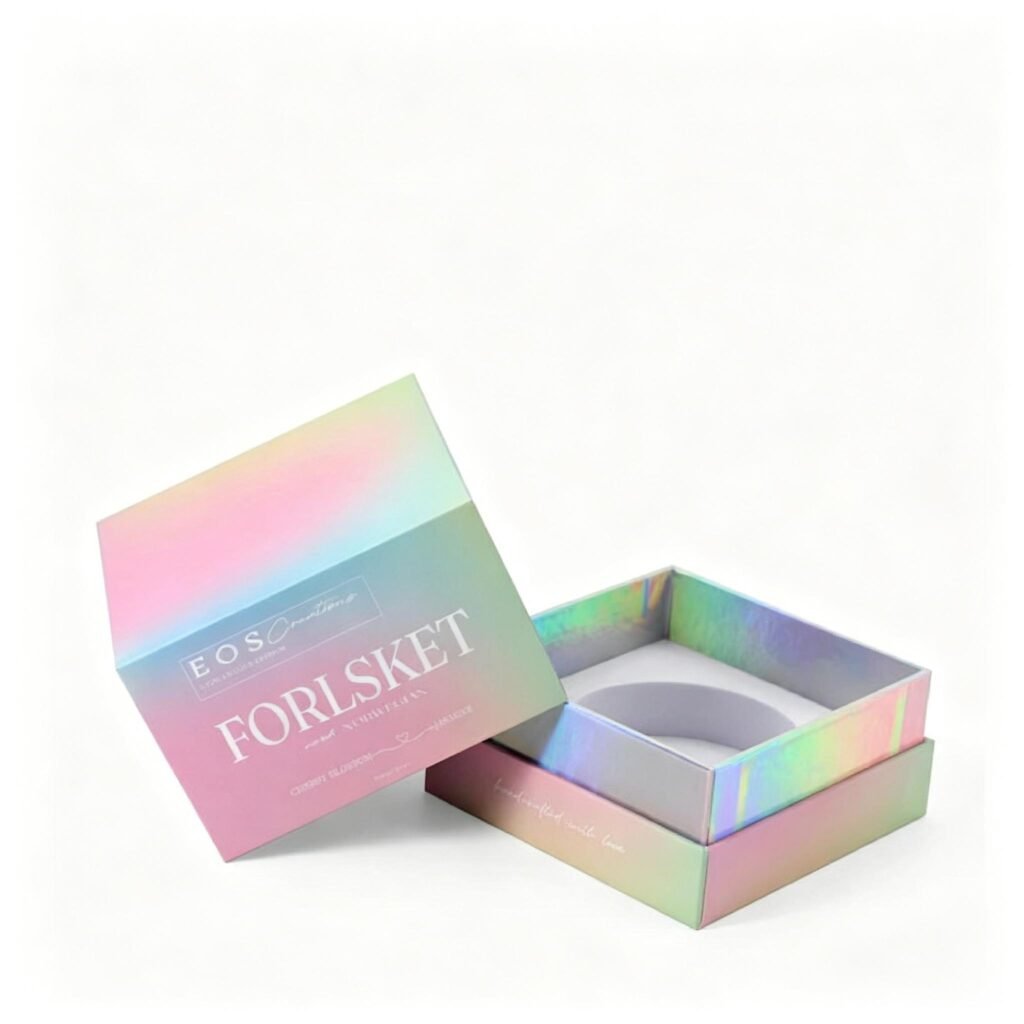 Silver cardboard box size 100x100x70mm – custom OEM manufacturer for cosmetics and skincare