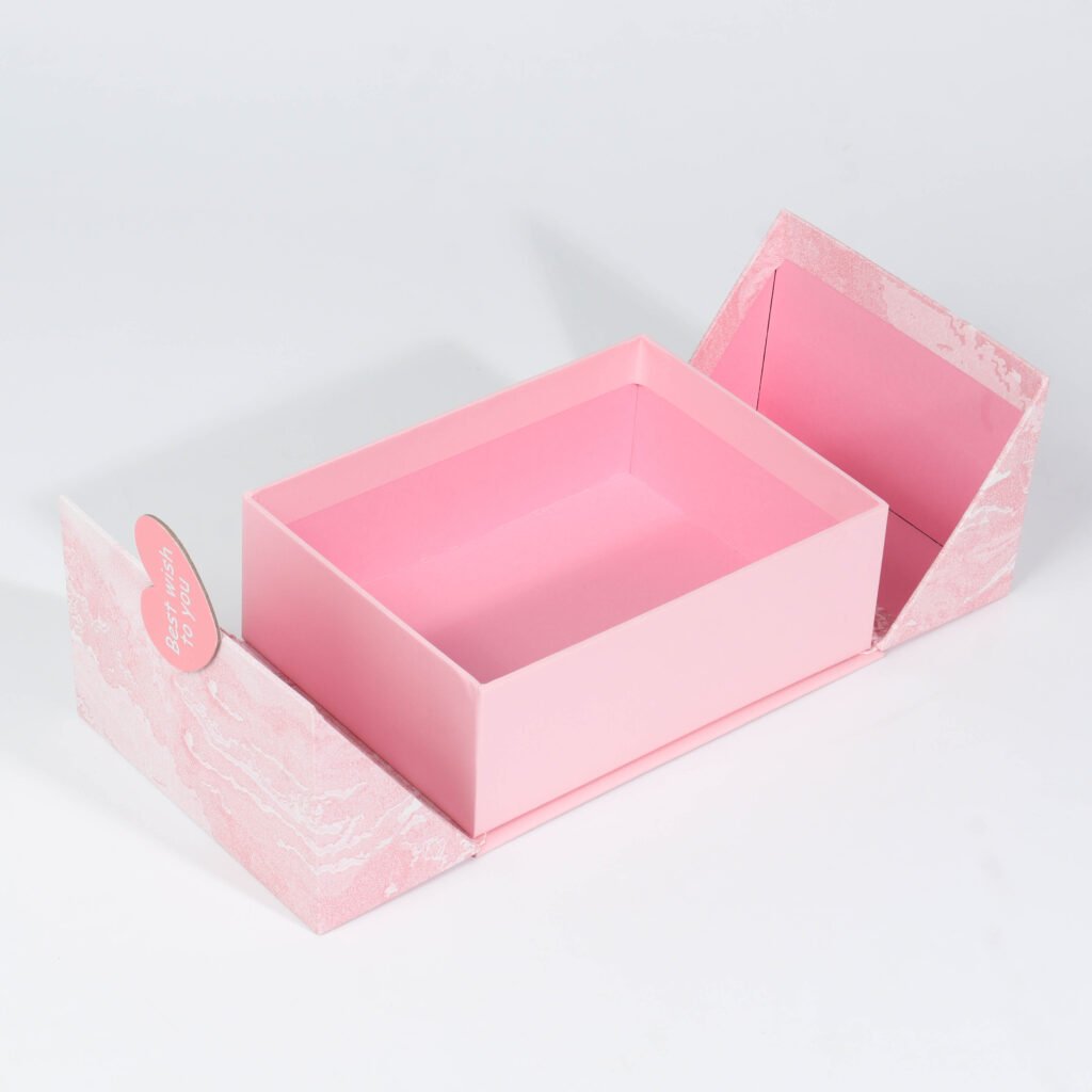 Valentine’s Day chocolate and jewelry gift box packaging – pink double door box for romantic gifts