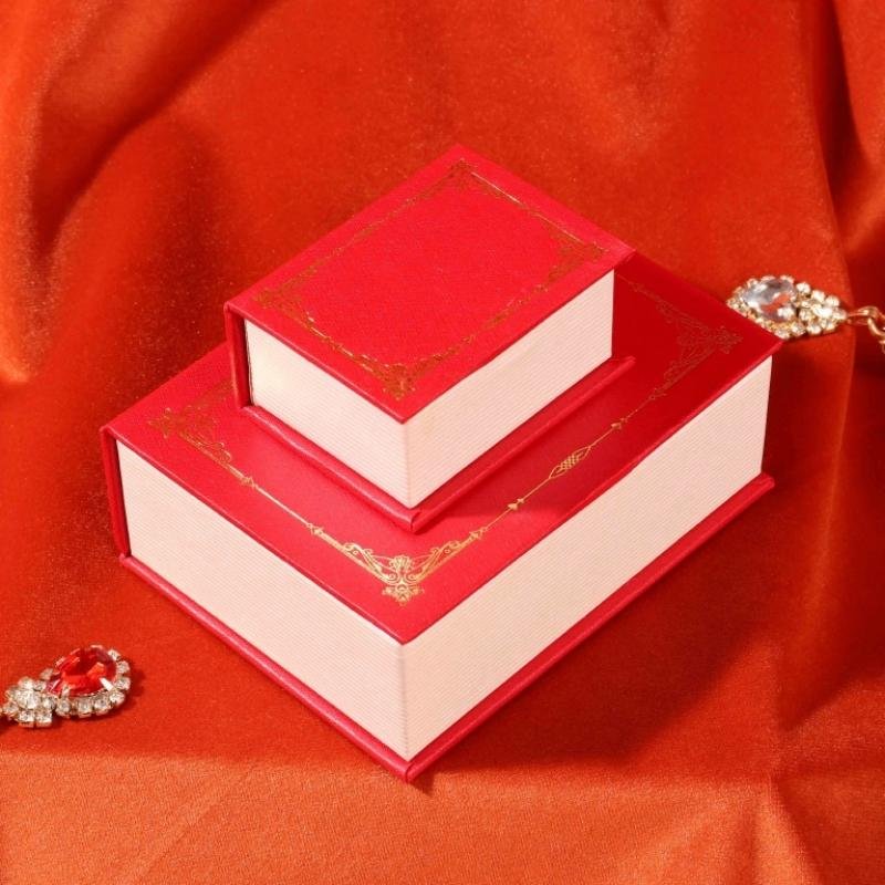 Vintage Green Book Jewelry Box Gold Stamping Retro