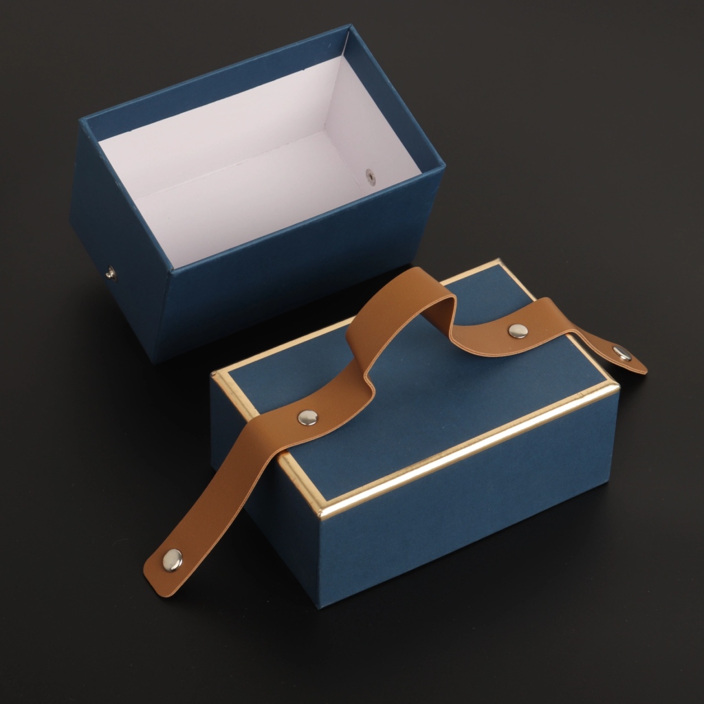 Custom Rectangle Rigid Gift Box with Leather Handle – Portable Luxury Packaging auto draft